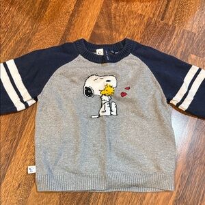 Janie and Jack Gray and Navy Snoopy Sweater